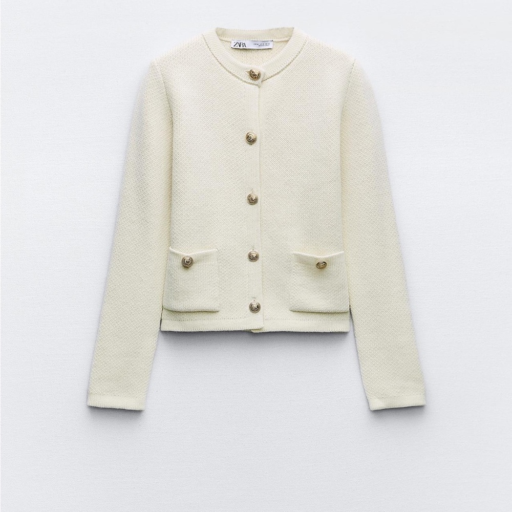 Zara cream sweater with gold buttons